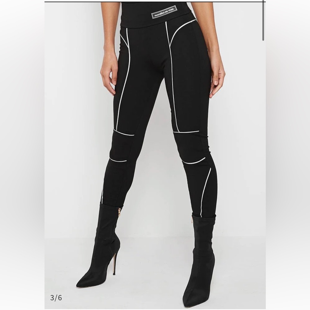 Maniere De Voir Reflective Piped Leggings - Black UK Size 10 US Size M